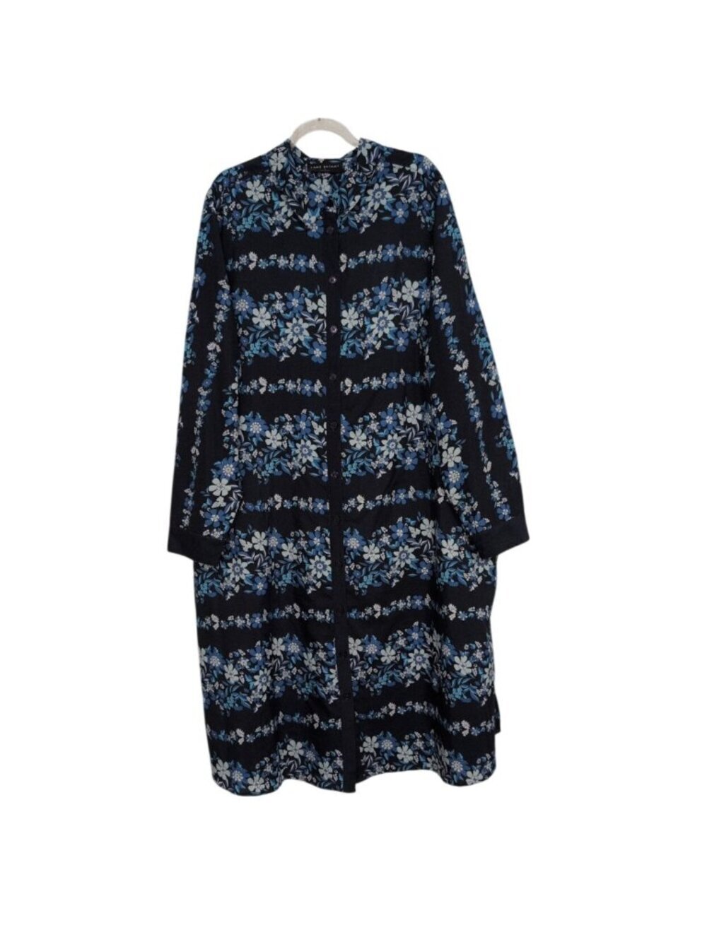 Lane Bryant Floral Midi Shirt Dress Womens Size 18 Blue Cottagecore Boho Belted